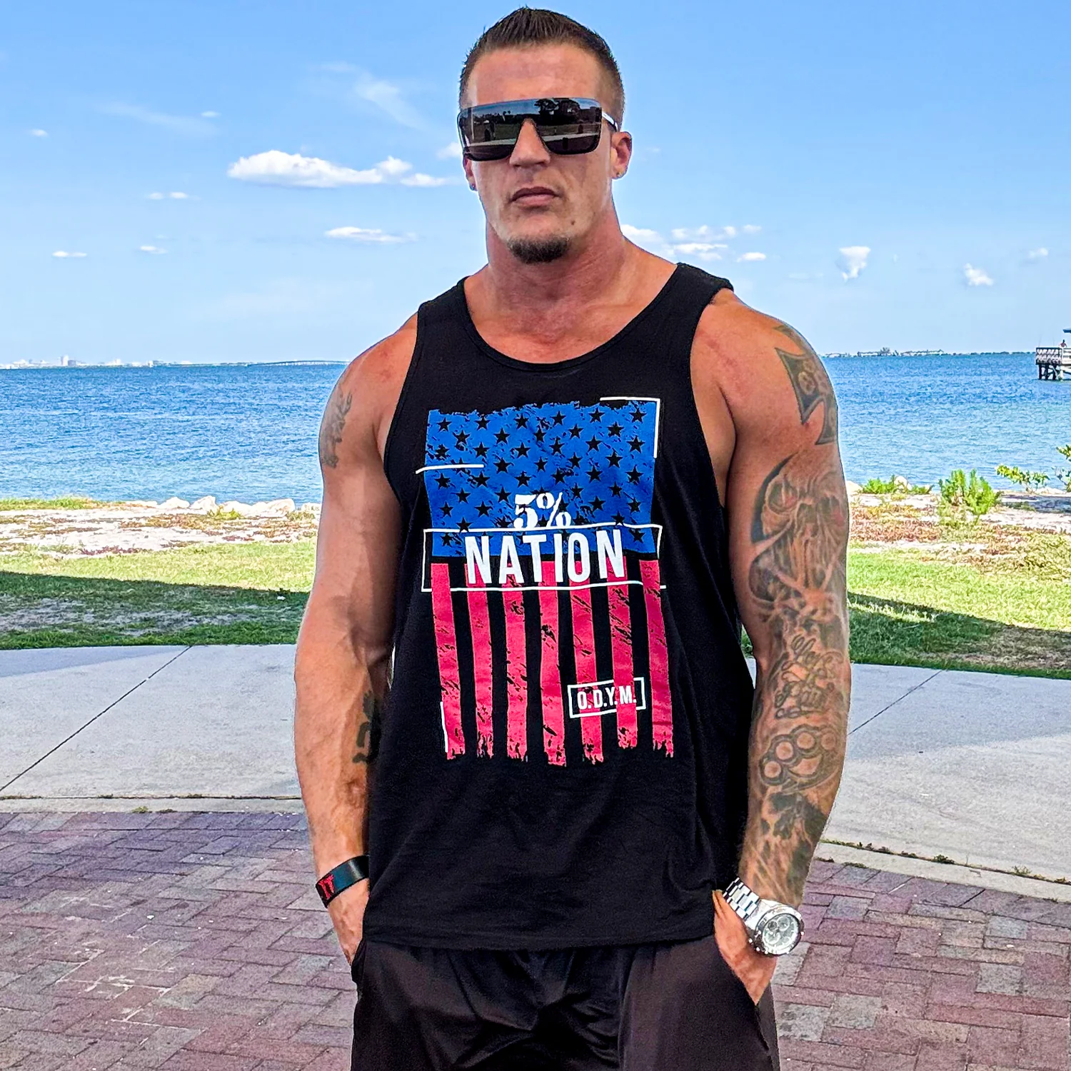5% Nation Flag, Black Tank Top - Image 3
