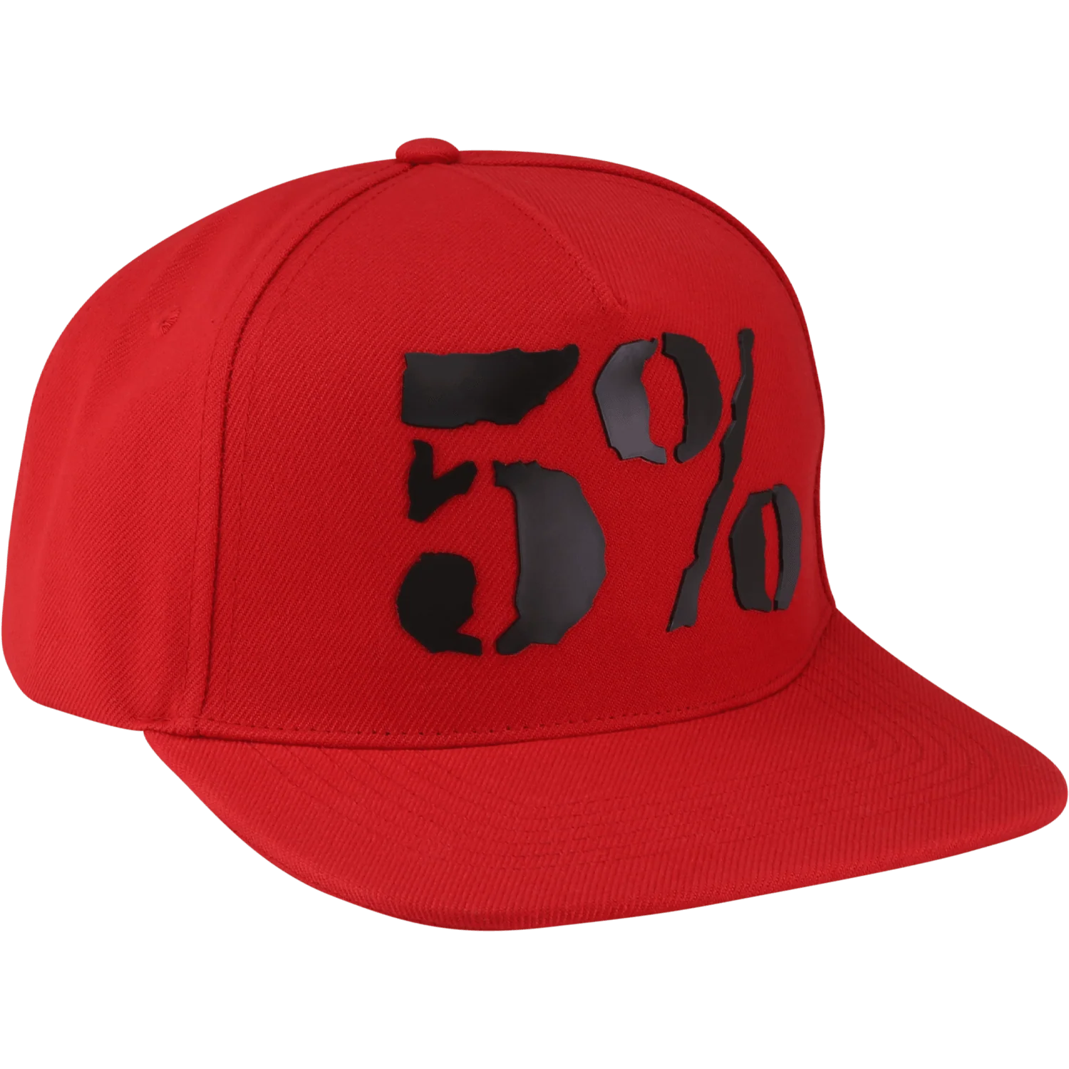5% Rubber Logo, Black on Red Hat