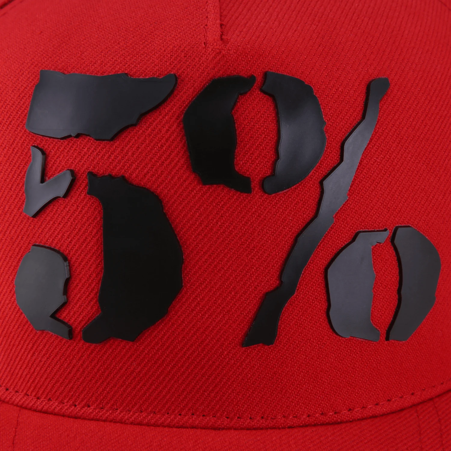 5% Rubber Logo, Black on Red Hat - Image 2
