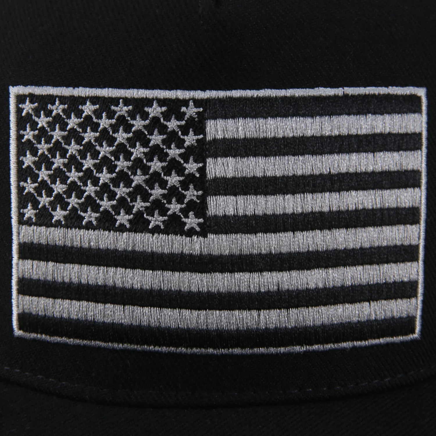 American Flag, Grey on Black Hat - Image 3