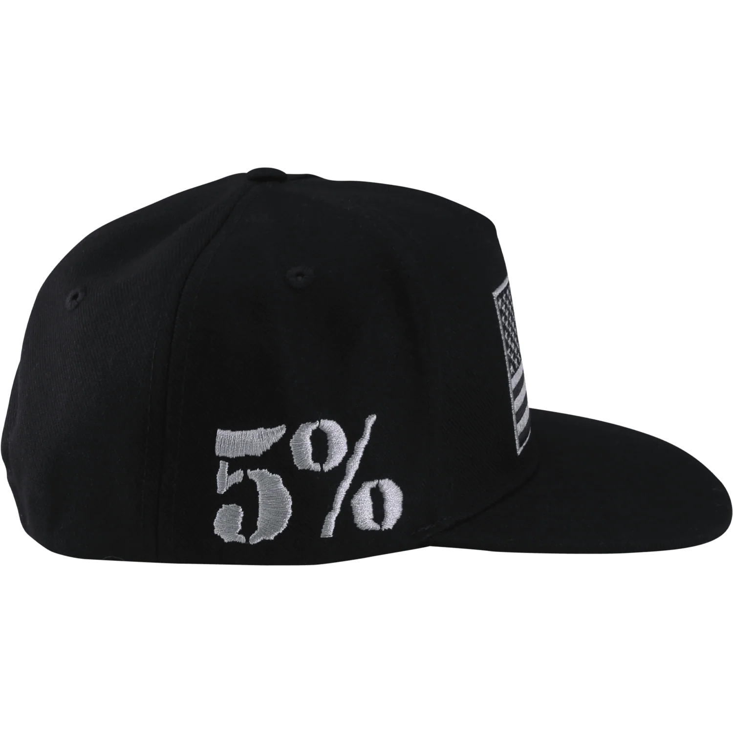 American Flag, Grey on Black Hat - Image 6