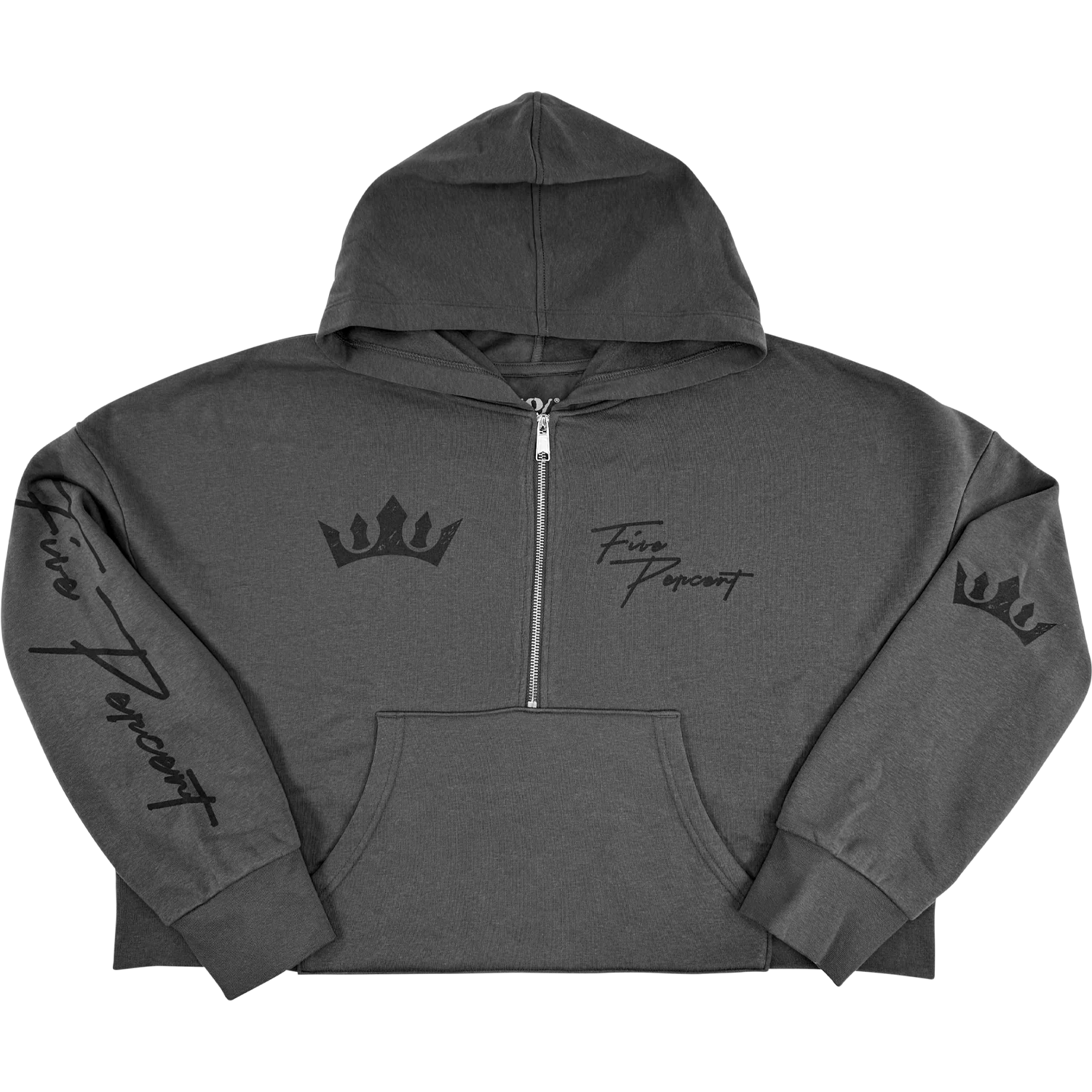 Five Percent Crown, Women's Cropped Gray Hoodie
