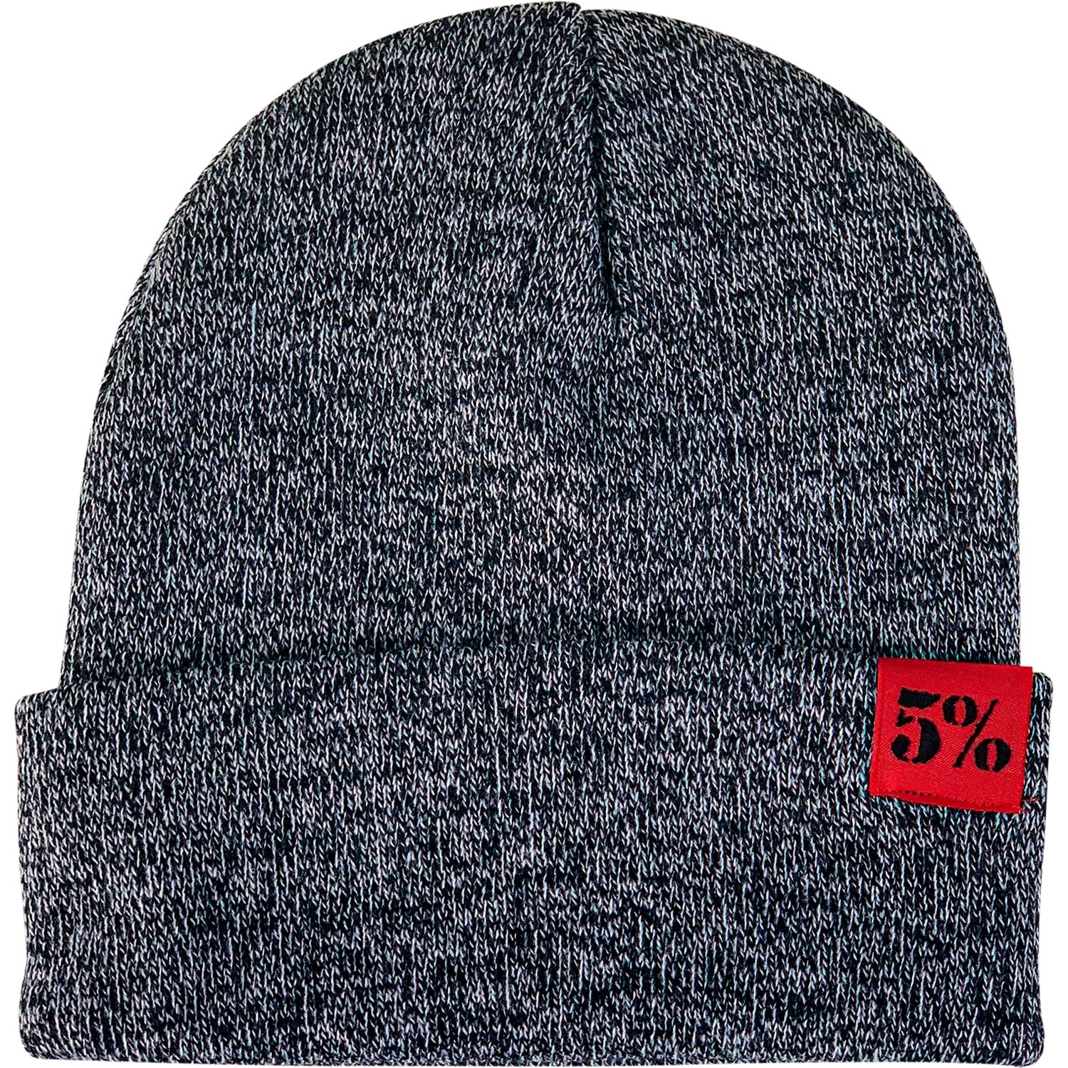 5% Heather Gray Beanie with Red Patch