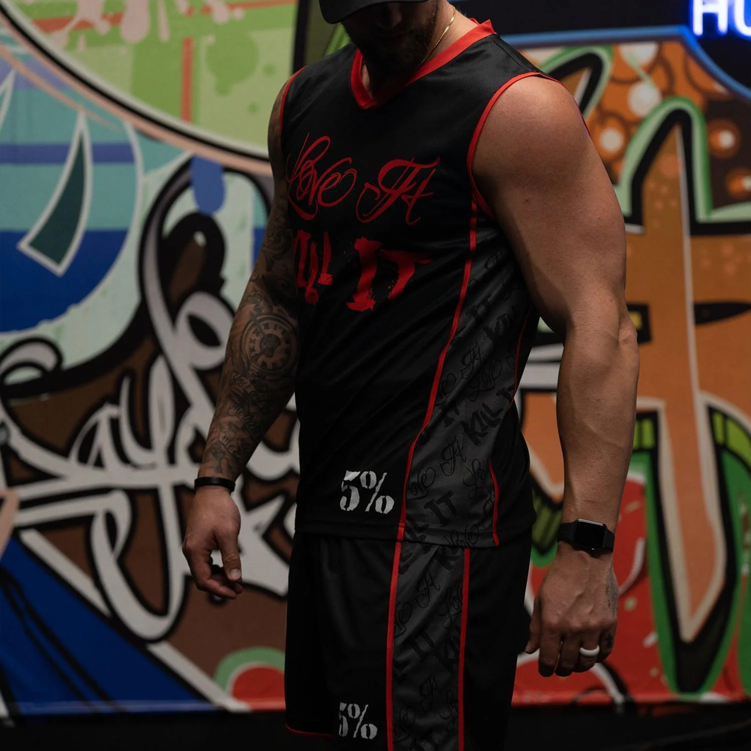 Love It Kill It, Black & Red Basketball Jersey - Image 8