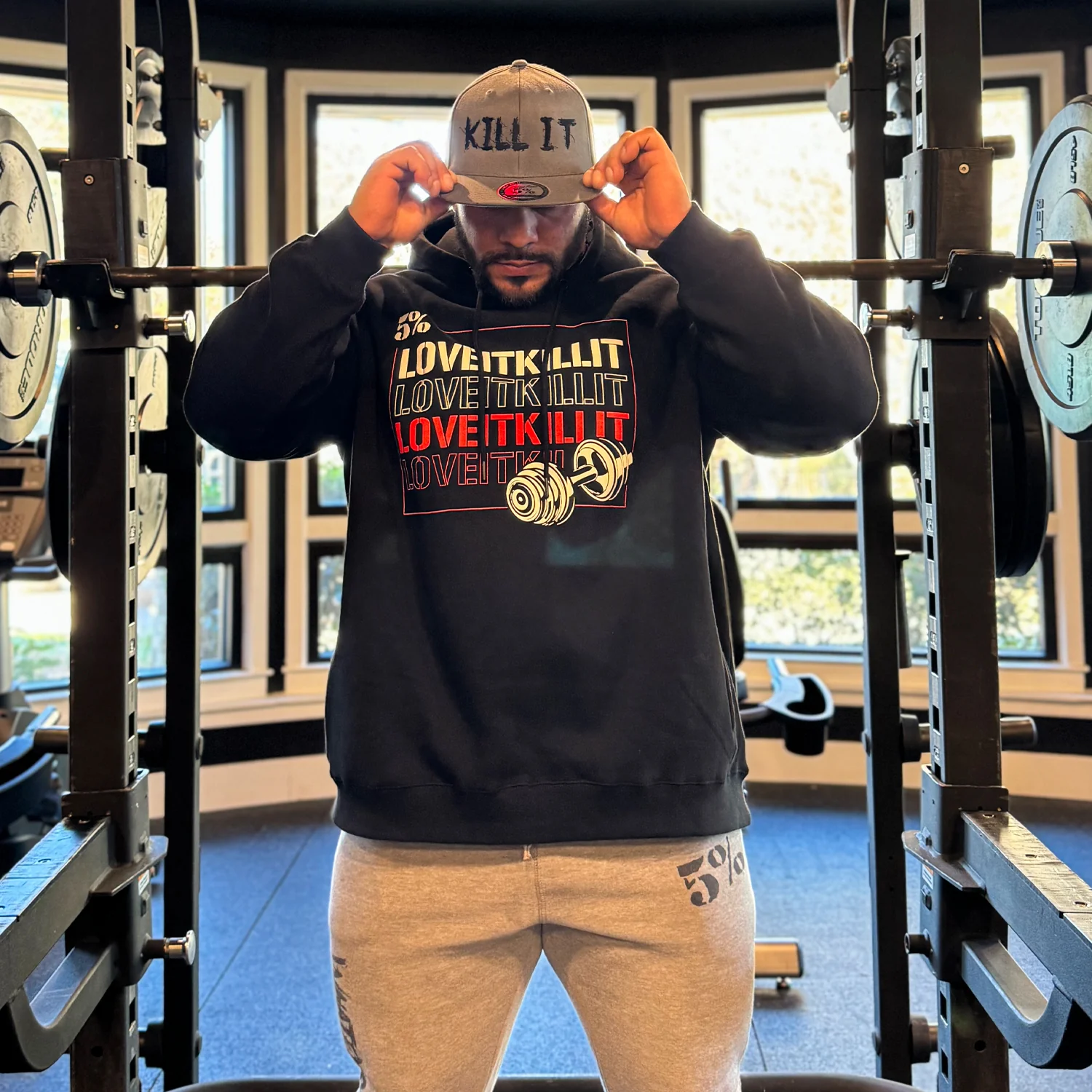 Love It, Kill It Dumbbell, Black Pullover Hoodie - Image 3