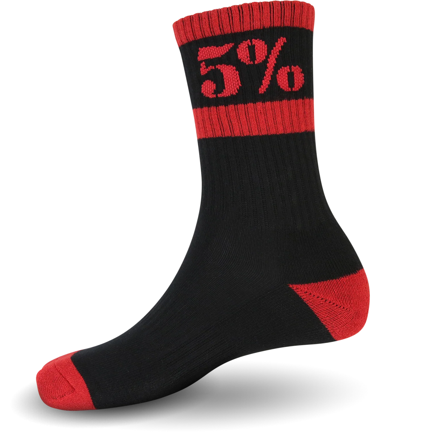5% Red Crew Socks