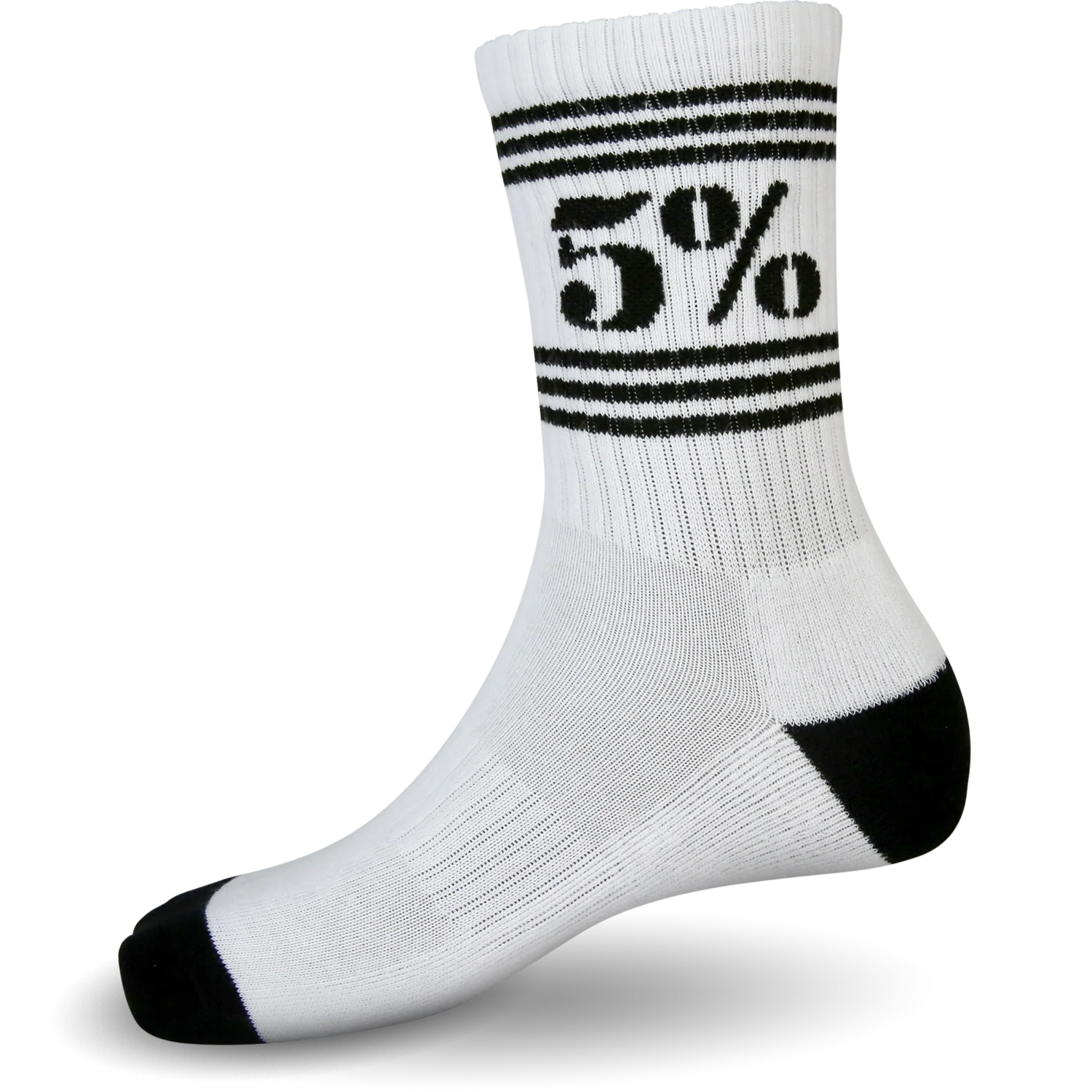 5% White Crew Socks